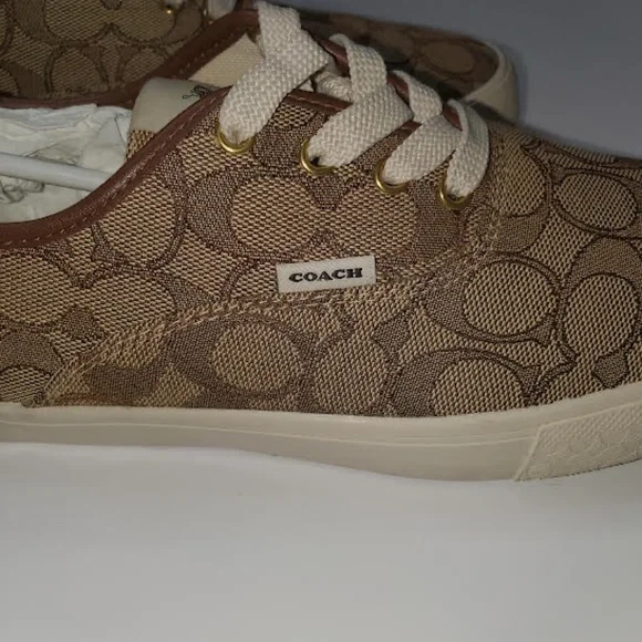 NWOT Women's Authentic Coach Citysole Skate Sneakers C2705 Signature Khaki Logo - Picture 7 of 11